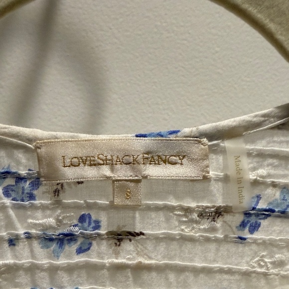 LoveShackFancy White and Blue Floral Lace Blouse - Picture 2 of 6